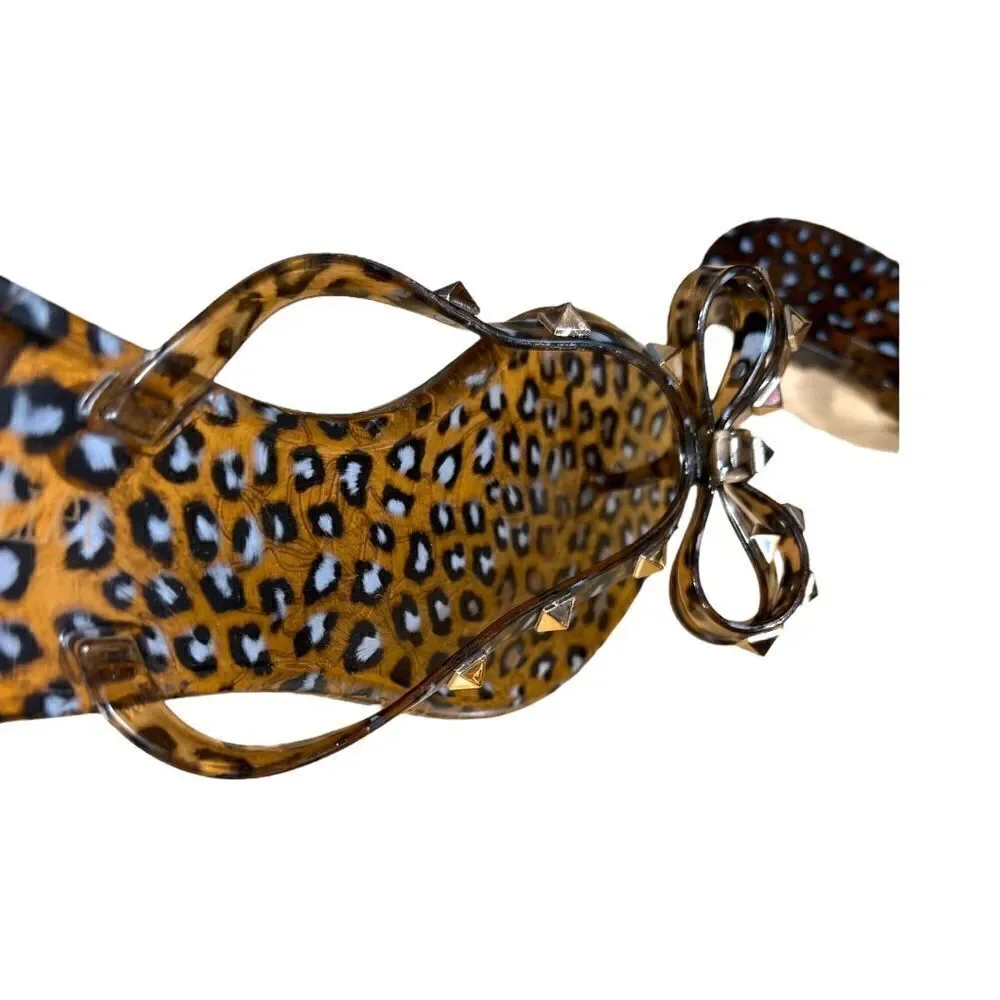 Olivia Miller Womens Montezuma Leopard Jelly Flip-Flops Shoes 10 Medium (B,M)